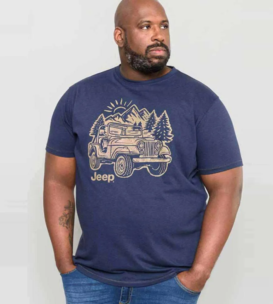 D555 Big Mens Jeep Printed T-Shirt Official Licensed Product (ARGENT)