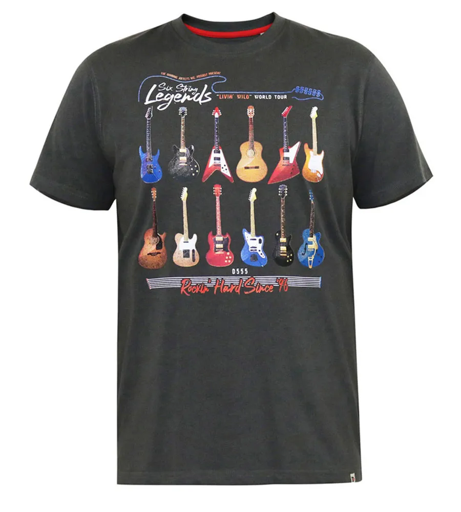 D555 Big Mens Legends Guitar Printed T-Shirt (JAIDEN)