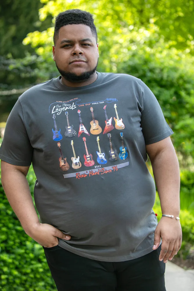 D555 Big Mens Legends Guitar Printed T-Shirt (JAIDEN)