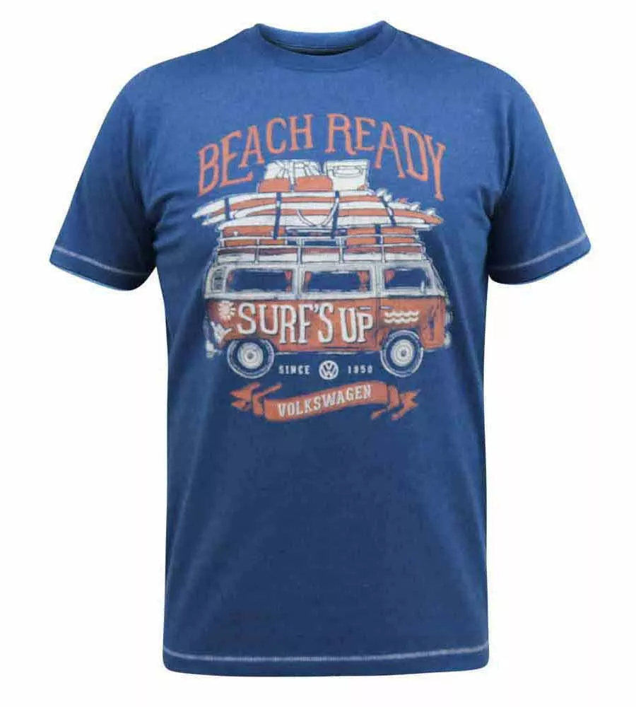 D555 Big Mens VW Campervan Surfs Up Printed T-Shirt Official Licensed Product (TAVISTOCK)