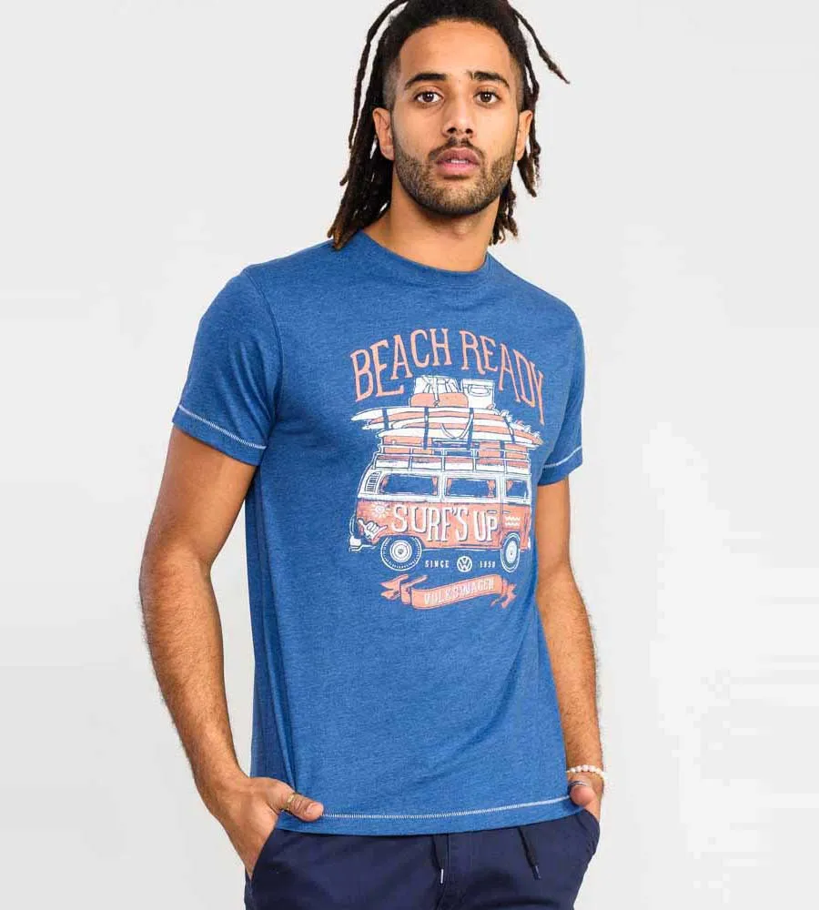 D555 Mens VW Campervan Surfs Up Printed T-Shirt Official Licensed Product (TAVISTOCK)