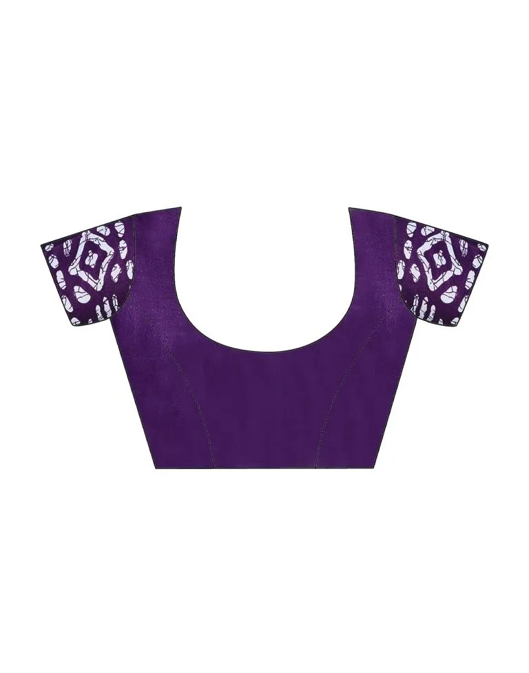 Dark Purple Cotton Printed Ready To Wear