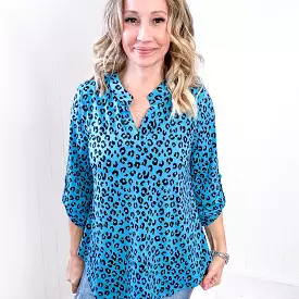 Dear Scarlett Lizzy Top in Teal Leopard Print