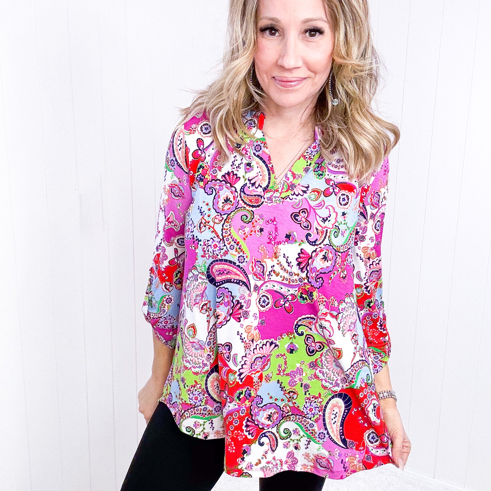 Dear Scarlett Paisley Mix Print Lizzy Top