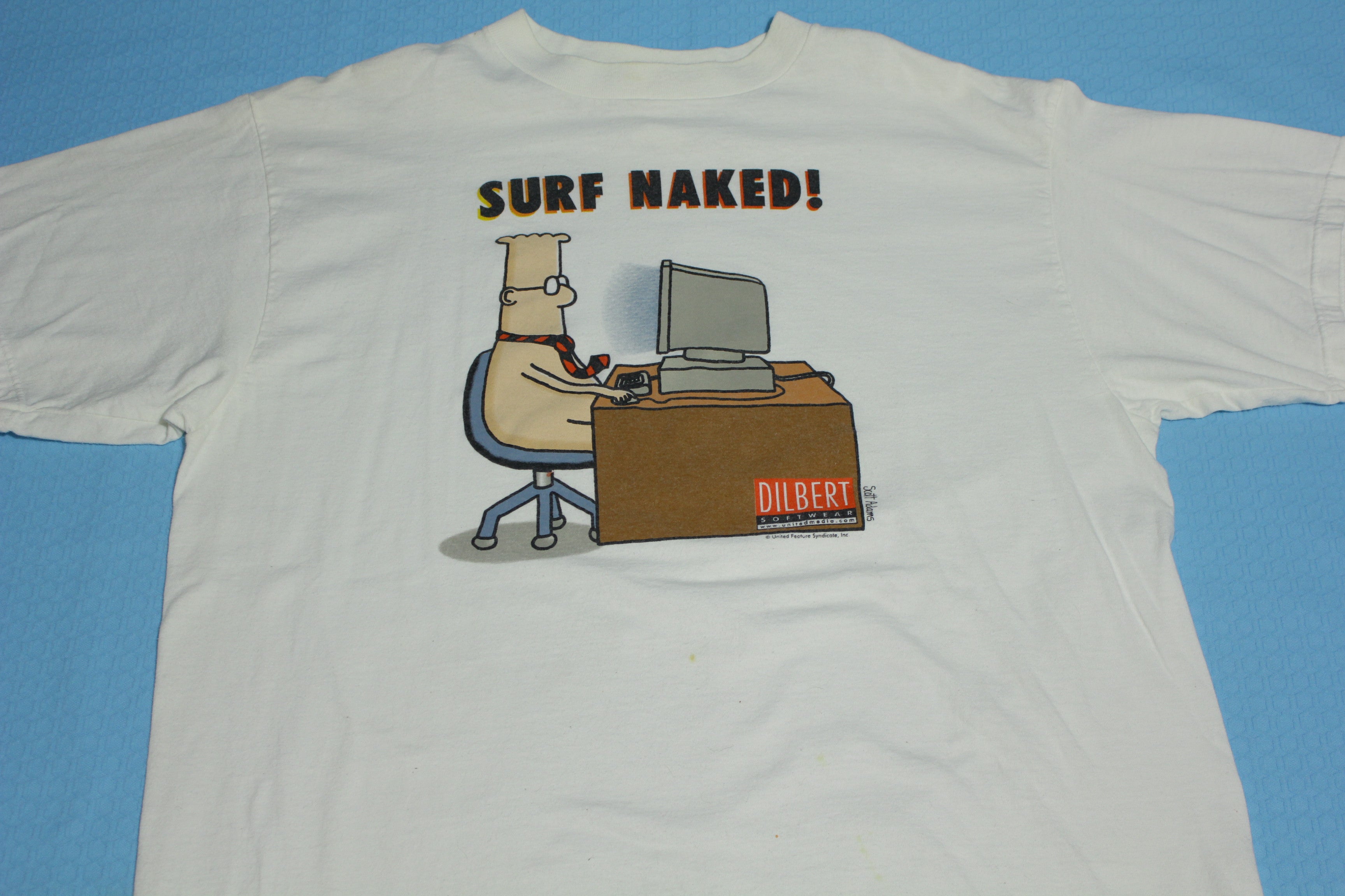 Dilbert Surf Naked Vintage 90's United Media Scott Adams Softwear Comic T-Shirt