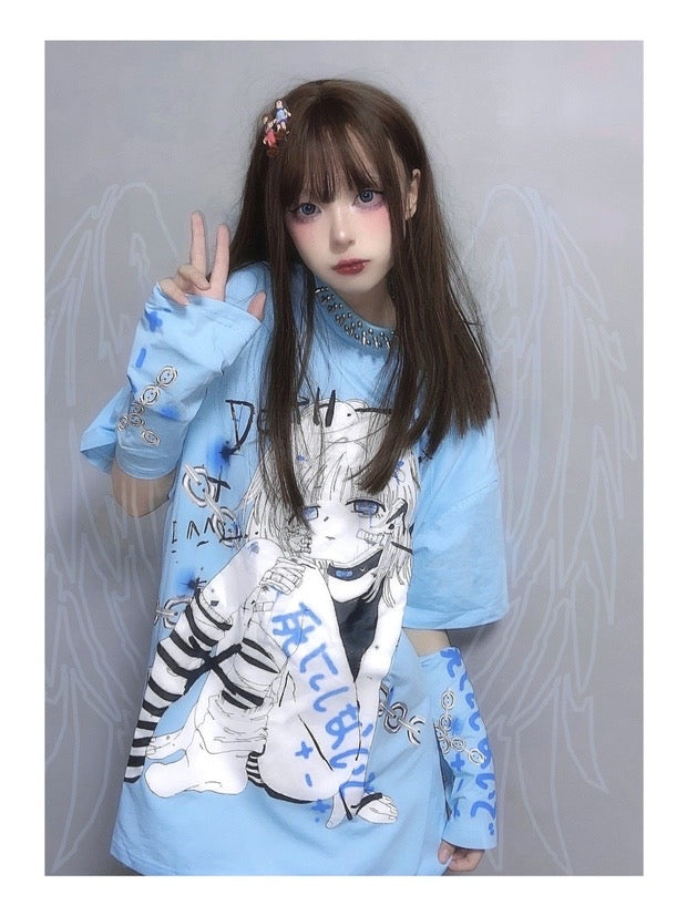 Don’t die harajuku fashion anime print T-shirt