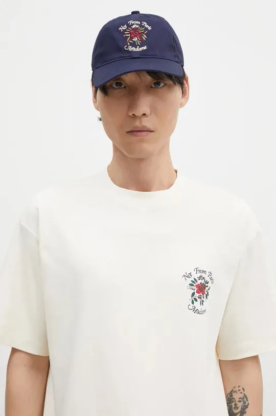 Drôle de Monsieur cotton baseball cap La Casquette Slogan Fleurs navy blue color with an application E-CP153-CO138-DNY