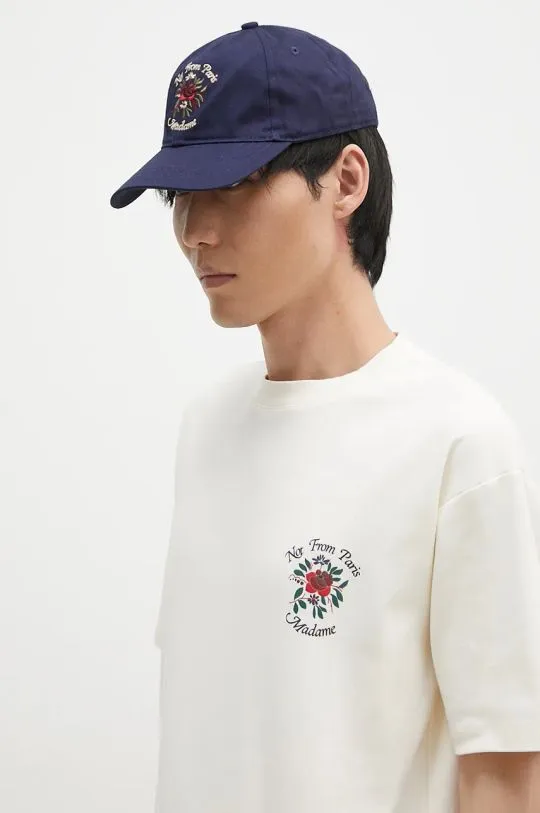 Drôle de Monsieur cotton baseball cap La Casquette Slogan Fleurs navy blue color with an application E-CP153-CO138-DNY