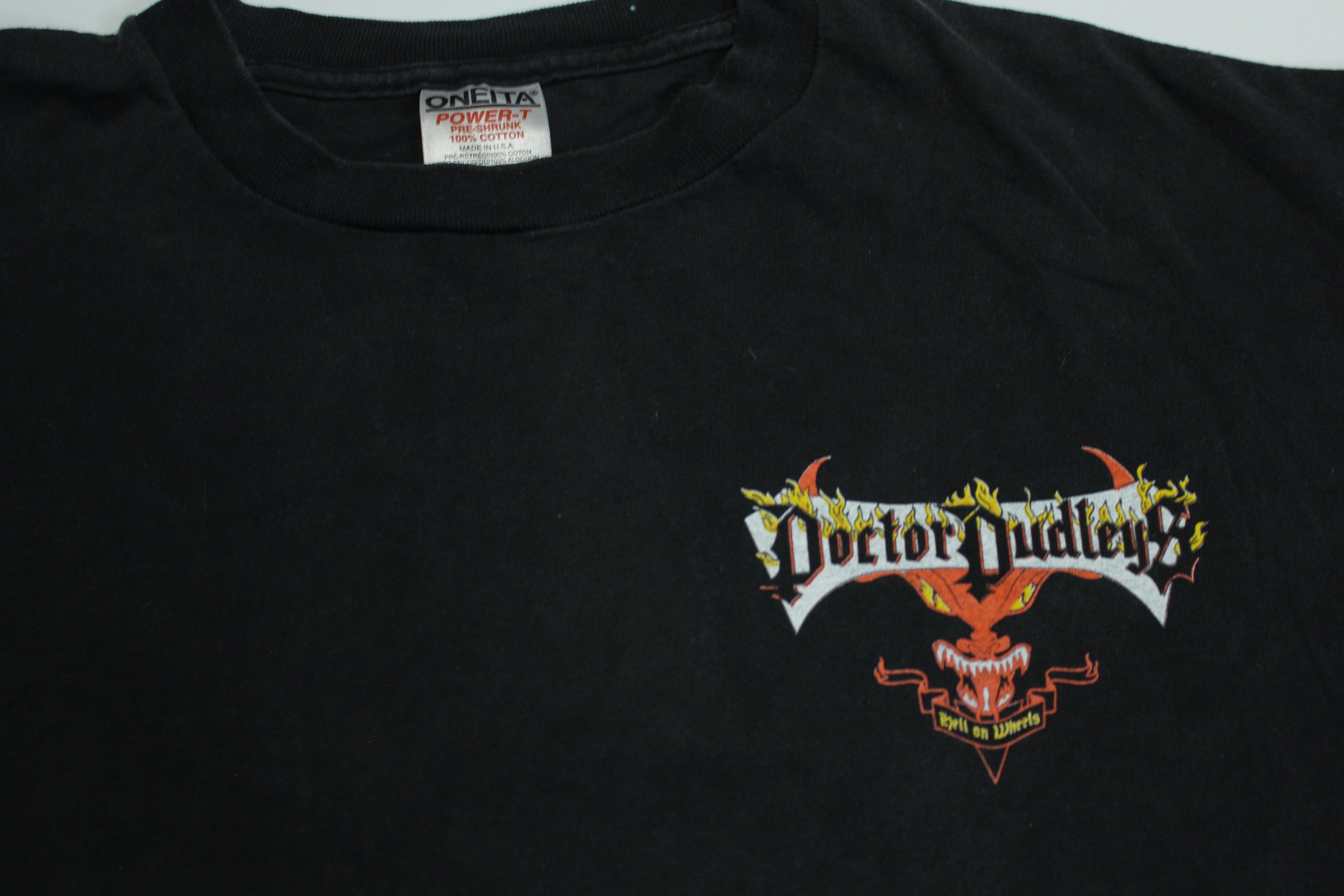 Dudley Perkins San Francisco Vintage 90's Dr. Dudleys Flame Hell On Wheels Long Sleeve T-Shirt