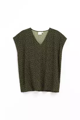 Elk The Label - Jorunn Top - Olive/pink Spot Mikro Print