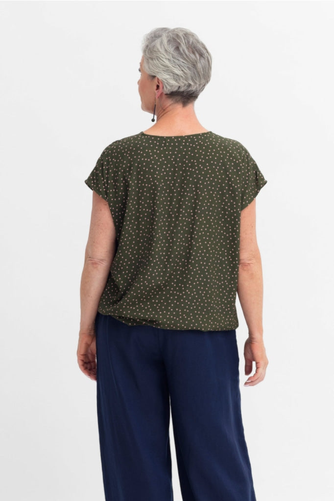 Elk The Label - Jorunn Top - Olive/pink Spot Mikro Print