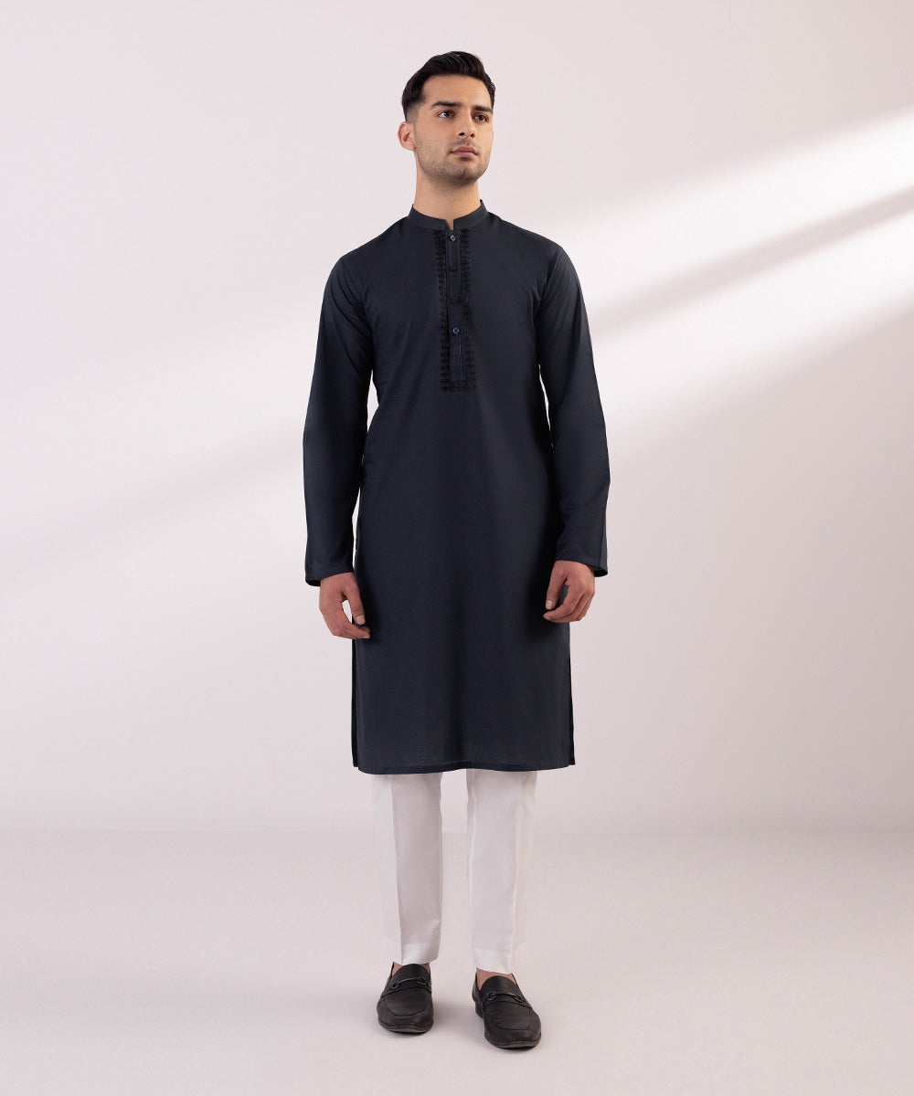 Embroidered Cotton Dobby Kurta