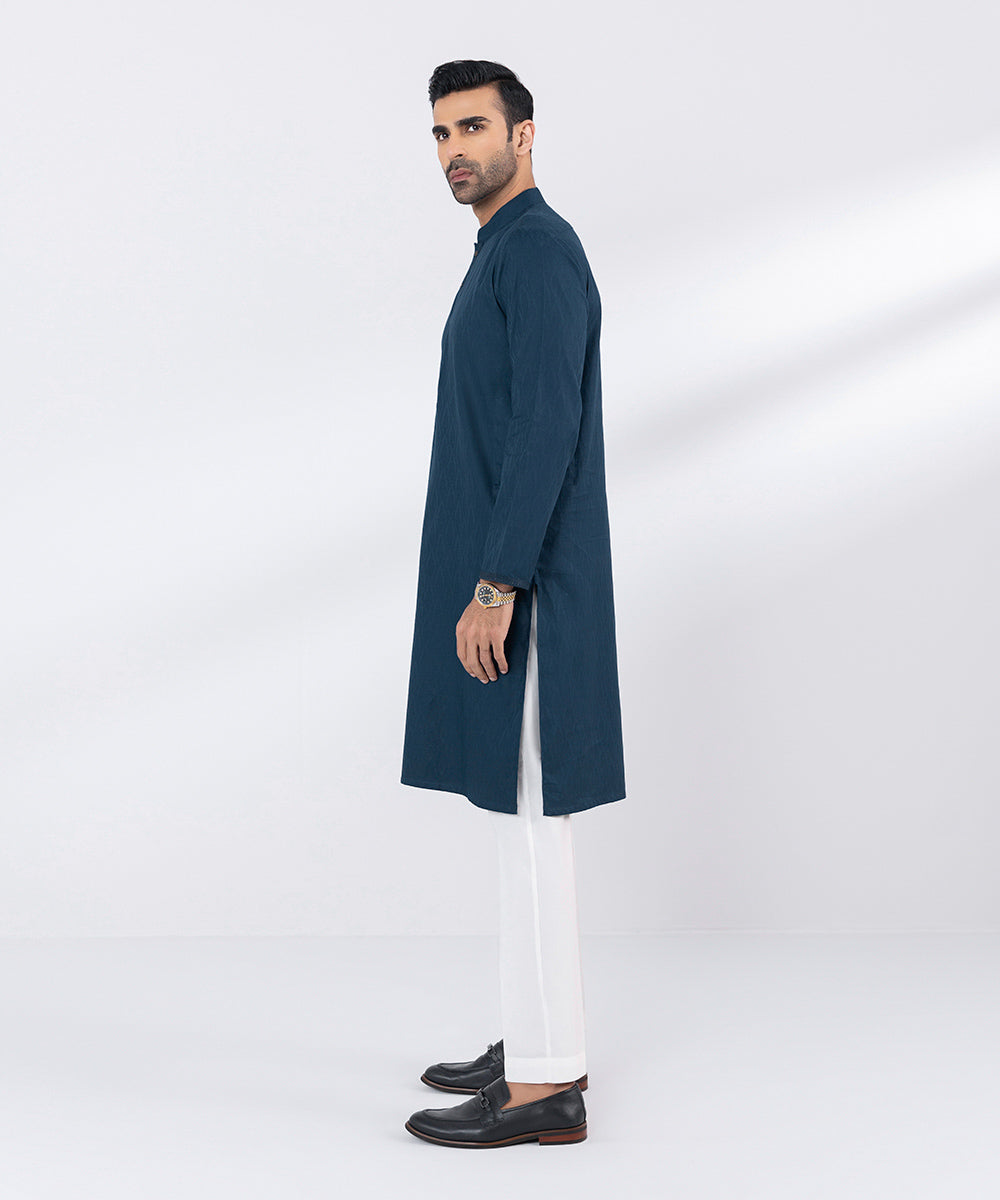 Embroidered Cotton Jacquard Kurta