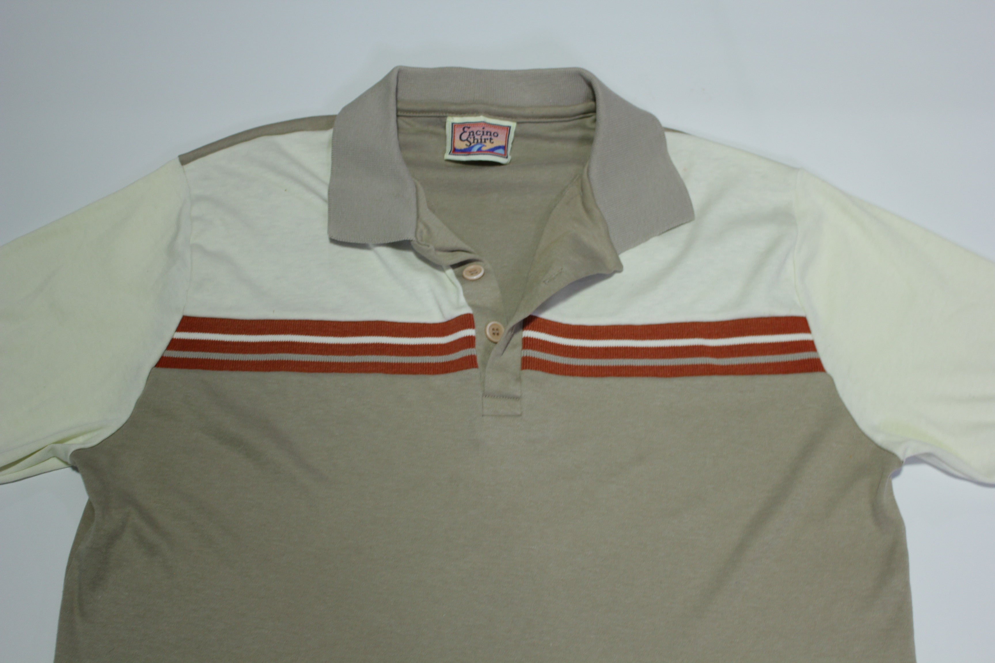 Encino Vintage 80's California Striped Golf Polo Shirt