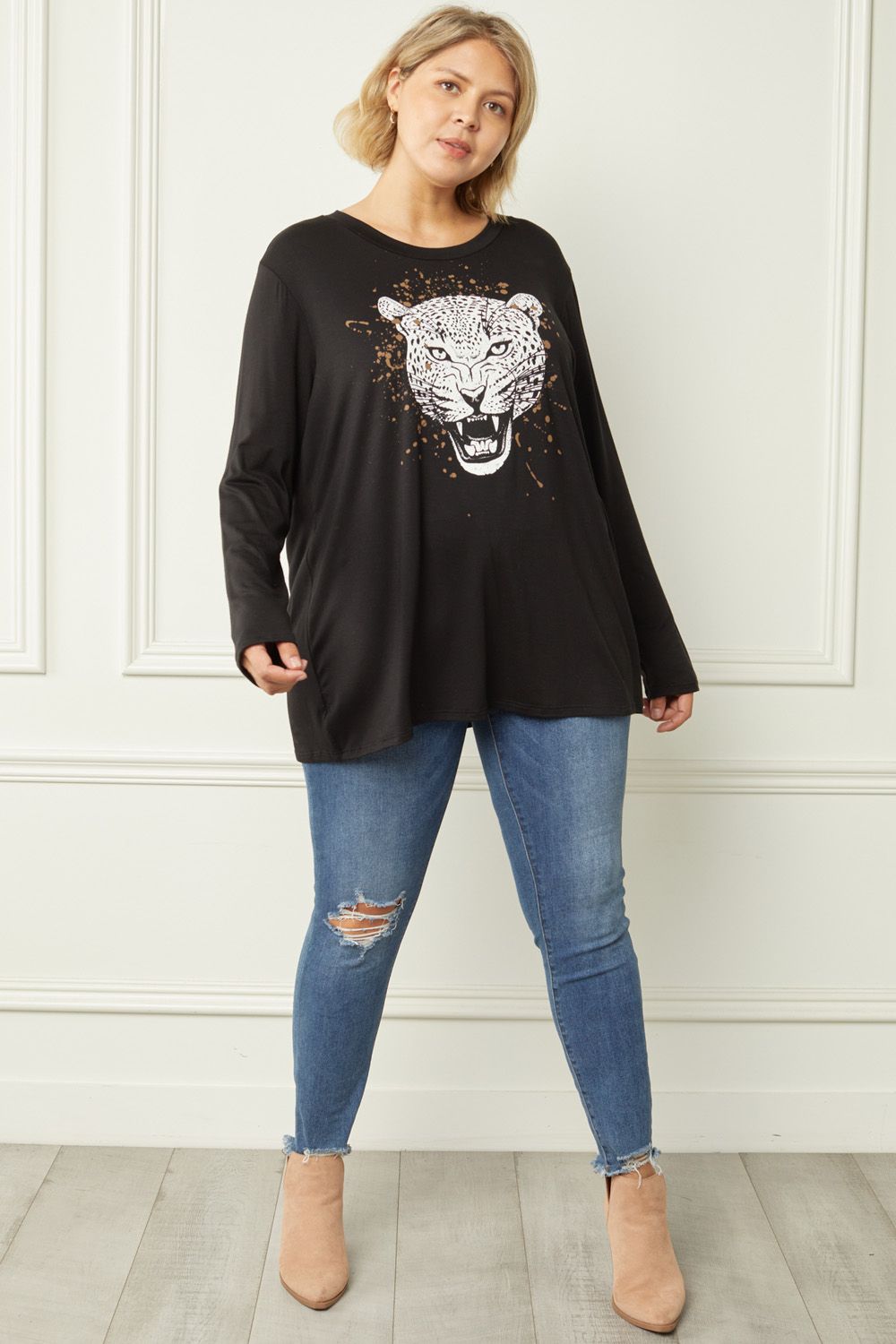 Entro Long Sleeve Tiger Print Tee