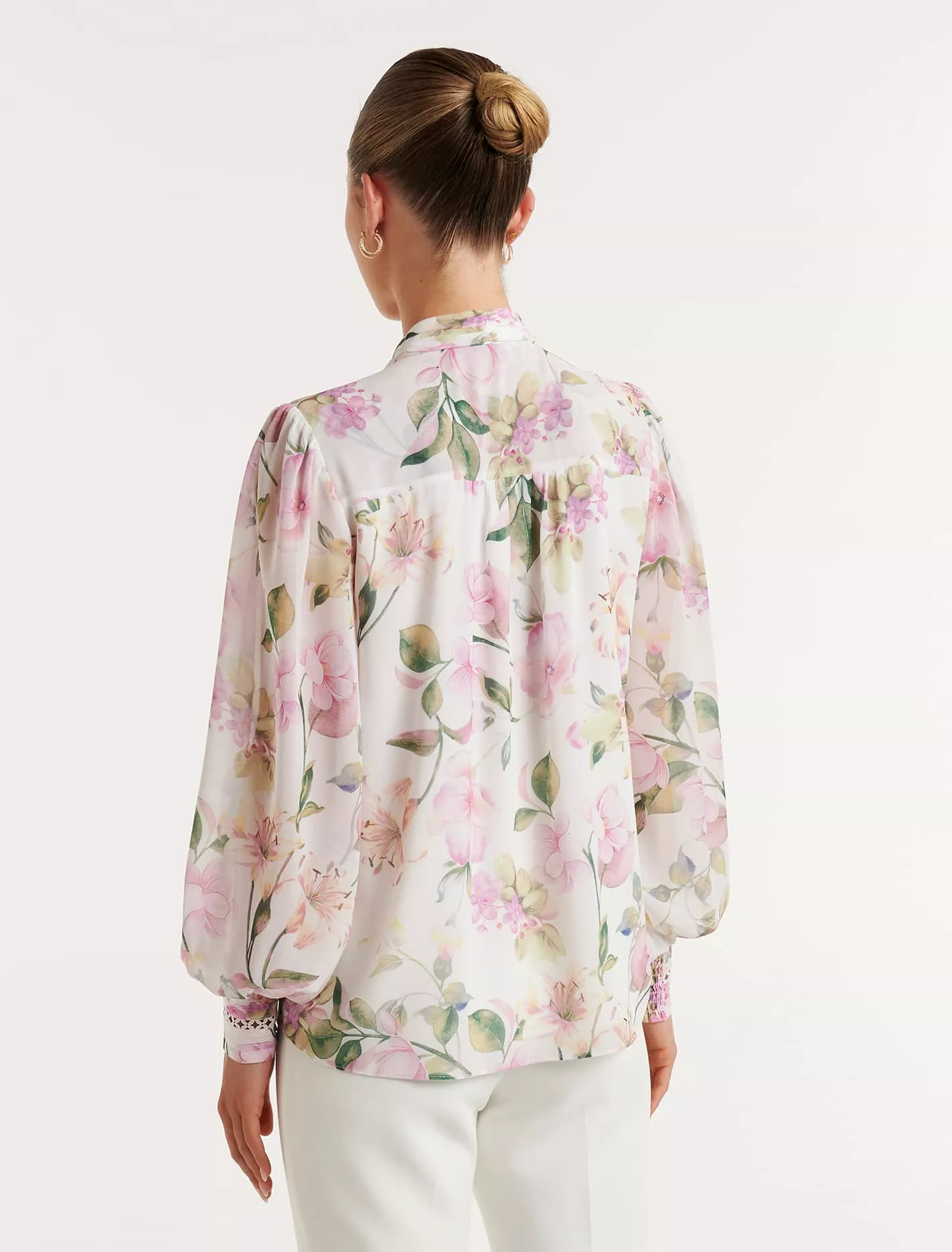 Fifi Printed Trim Spliced Blouse