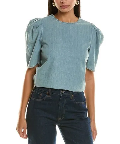 Frame Draped Sleeve Denim Blouse