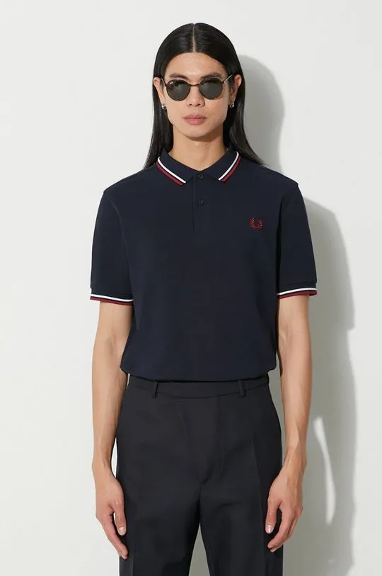 Fred Perry cotton polo shirt navy blue color M3600.T55