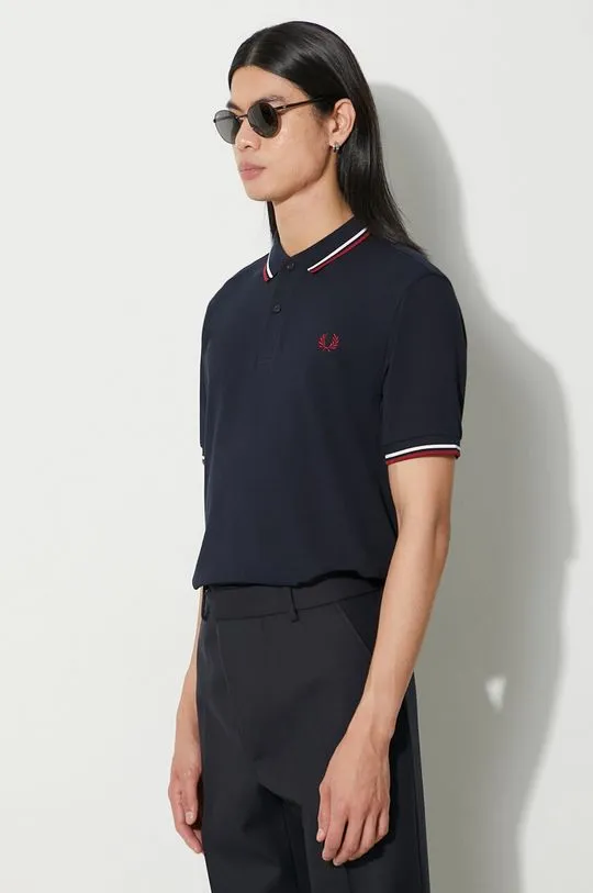 Fred Perry cotton polo shirt navy blue color M3600.T55