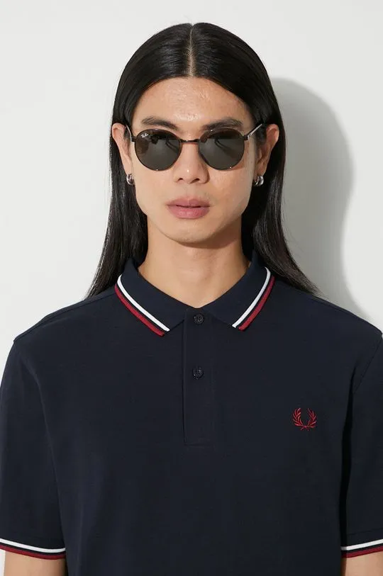 Fred Perry cotton polo shirt navy blue color M3600.T55