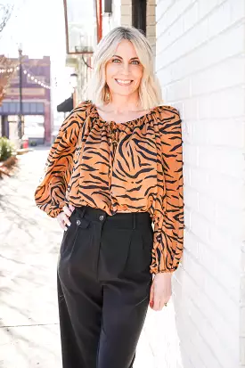 Get'Em Tiger Print Long Sleeve Top