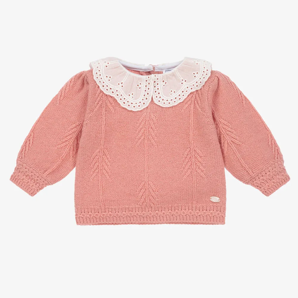 Girls Pink Wool Knitted Sweater