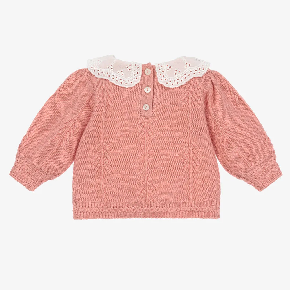 Girls Pink Wool Knitted Sweater