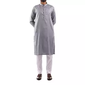 Grey Self Print Kurta