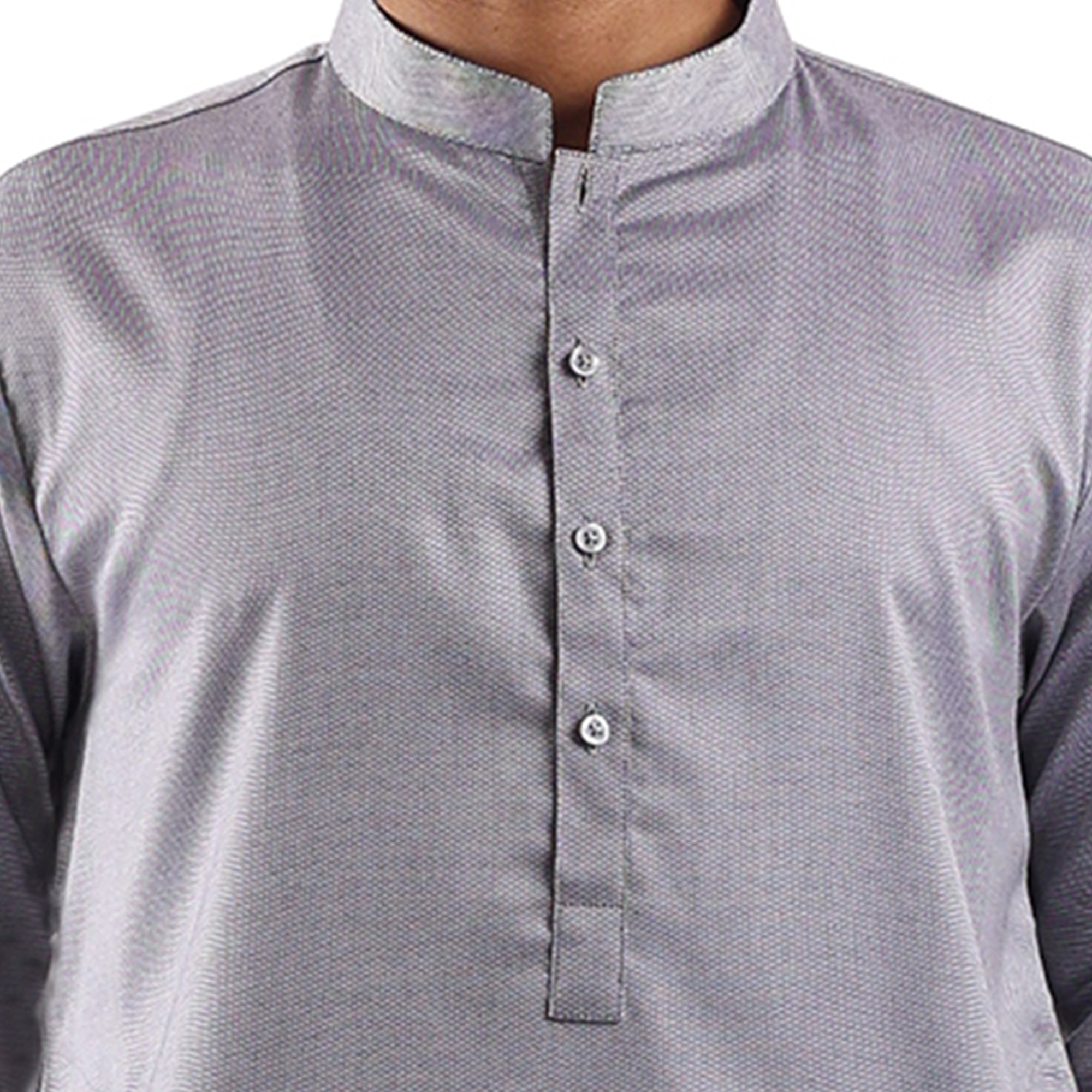 Grey Self Print Kurta