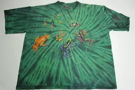 Habitat 1998 Vintage 90's Tie Dye Rainforest Frogs AOP Leavenworth T-Shirt