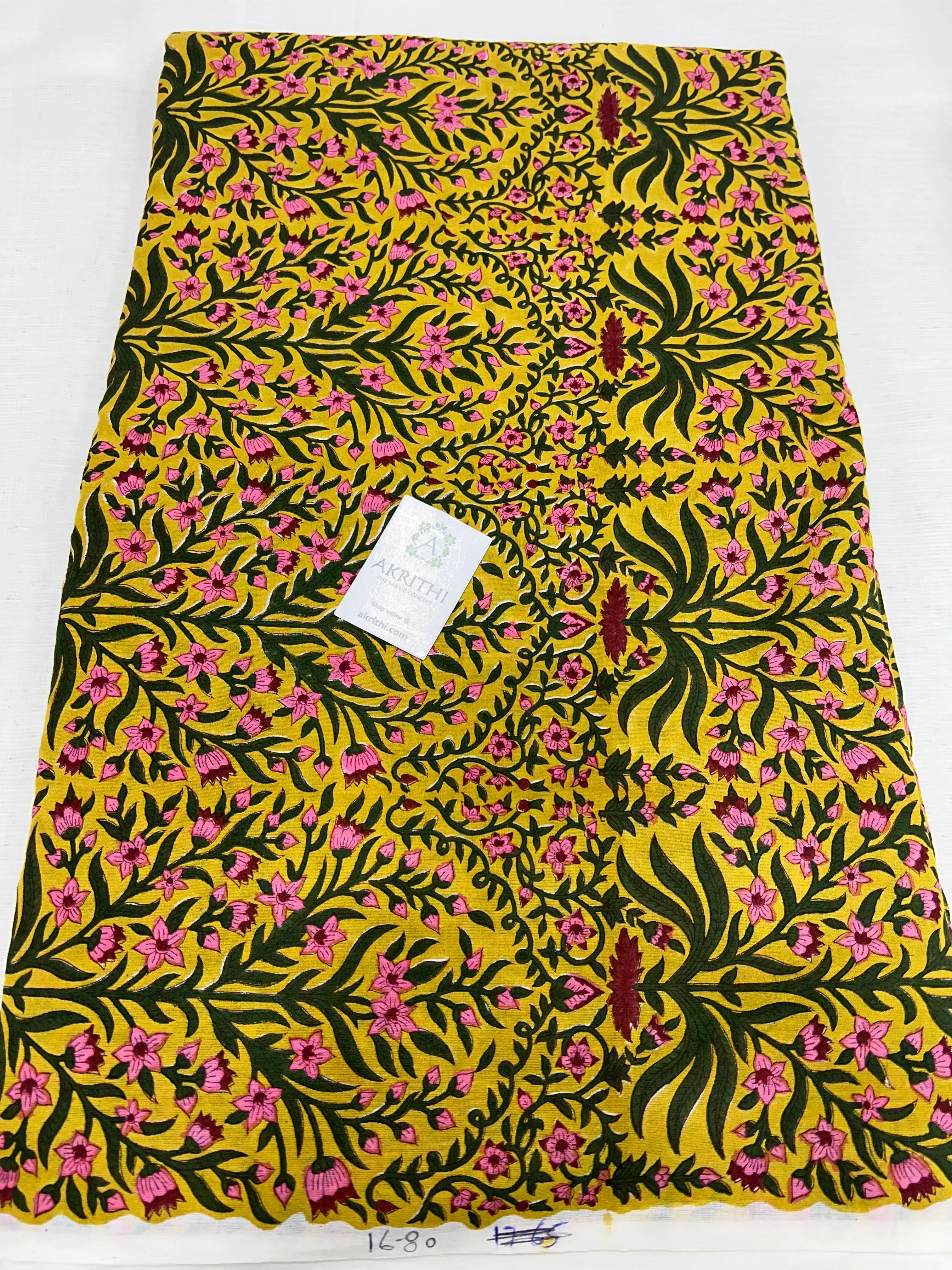 Hand block Printed pure mul cotton fabric