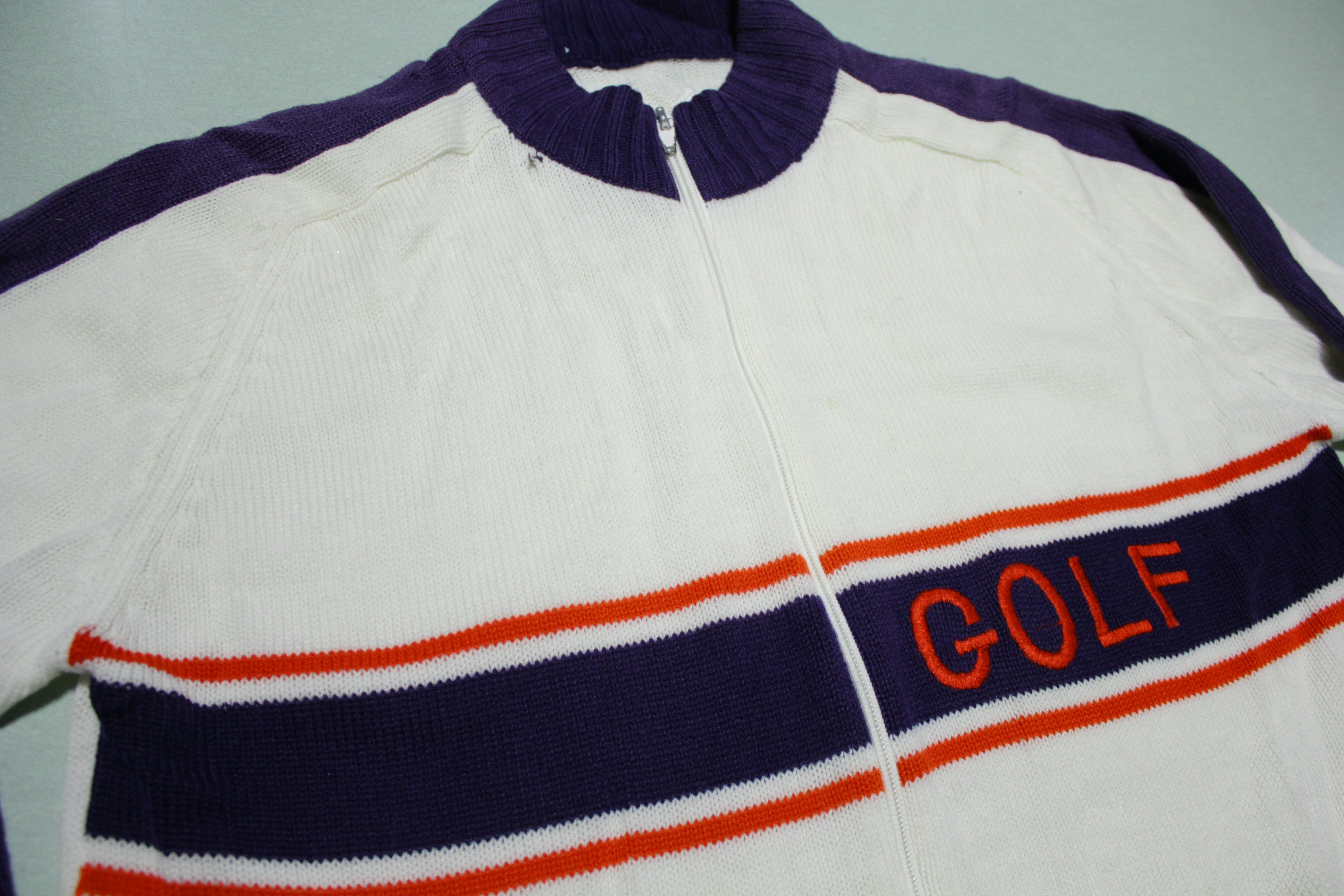 Handmade Knit Vintage 70's Golf Zip Up Cardigan Sweater