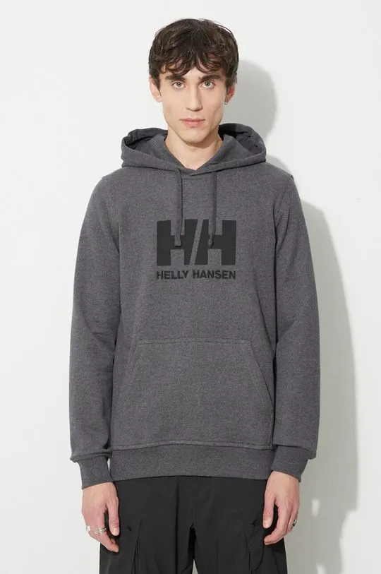 Helly Hansen cotton sweatshirt HH LOGO HOODIE men's navy blue color 33977