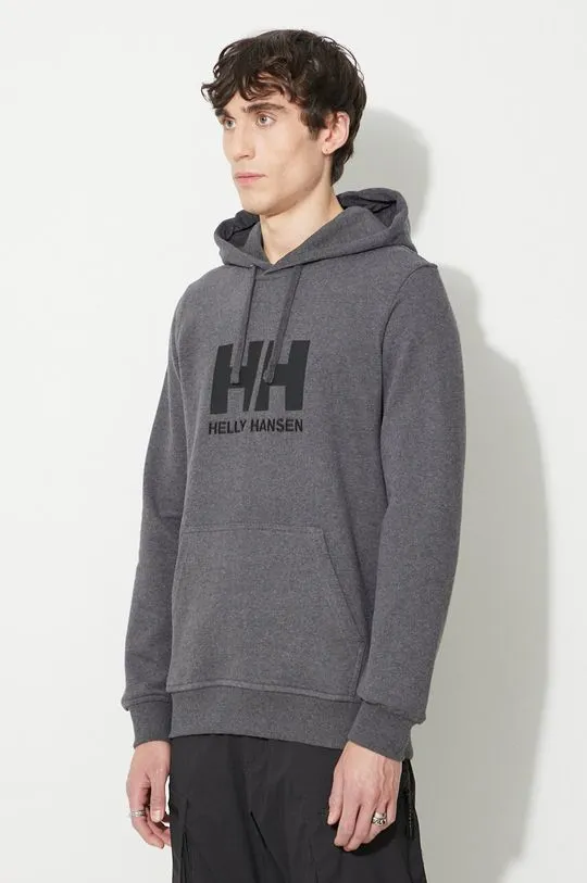 Helly Hansen cotton sweatshirt HH LOGO HOODIE men's navy blue color 33977