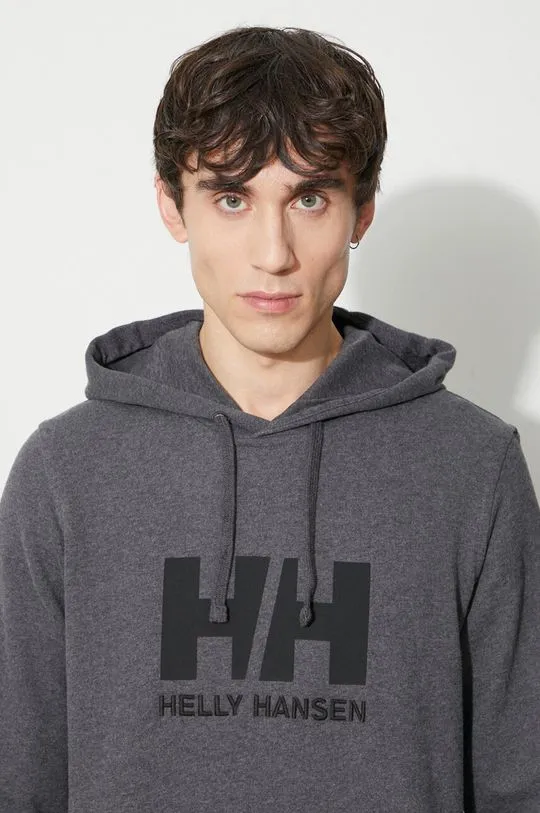 Helly Hansen cotton sweatshirt HH LOGO HOODIE men's navy blue color 33977