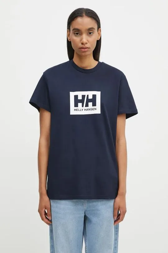 Helly Hansen cotton t-shirt TOKYO navy blue color with a print 53285