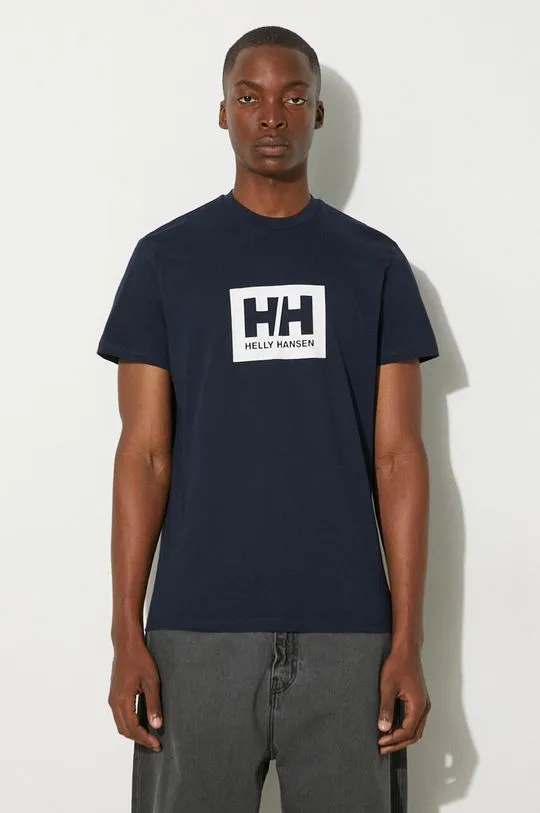 Helly Hansen cotton t-shirt TOKYO navy blue color with a print 53285