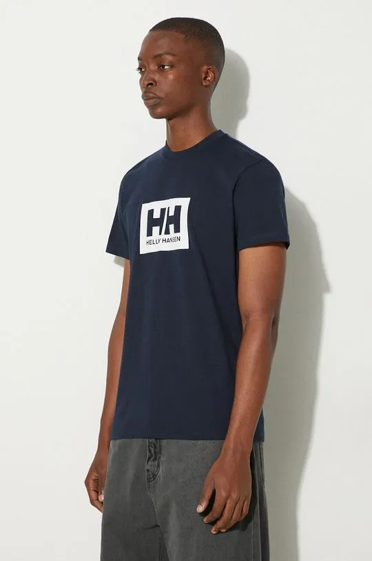 Helly Hansen cotton t-shirt TOKYO navy blue color with a print 53285