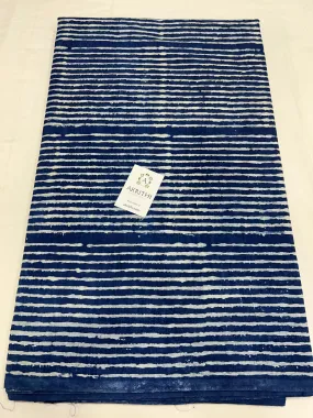 Indigo hand block printed pure cotton fabric