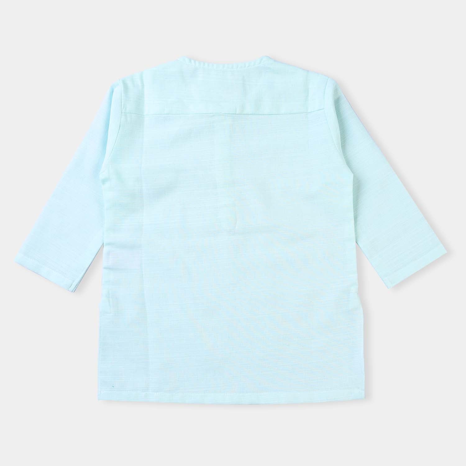 Infant Boys Cotton Slub Basic Kurta (Ice Blue)-Ice Blue