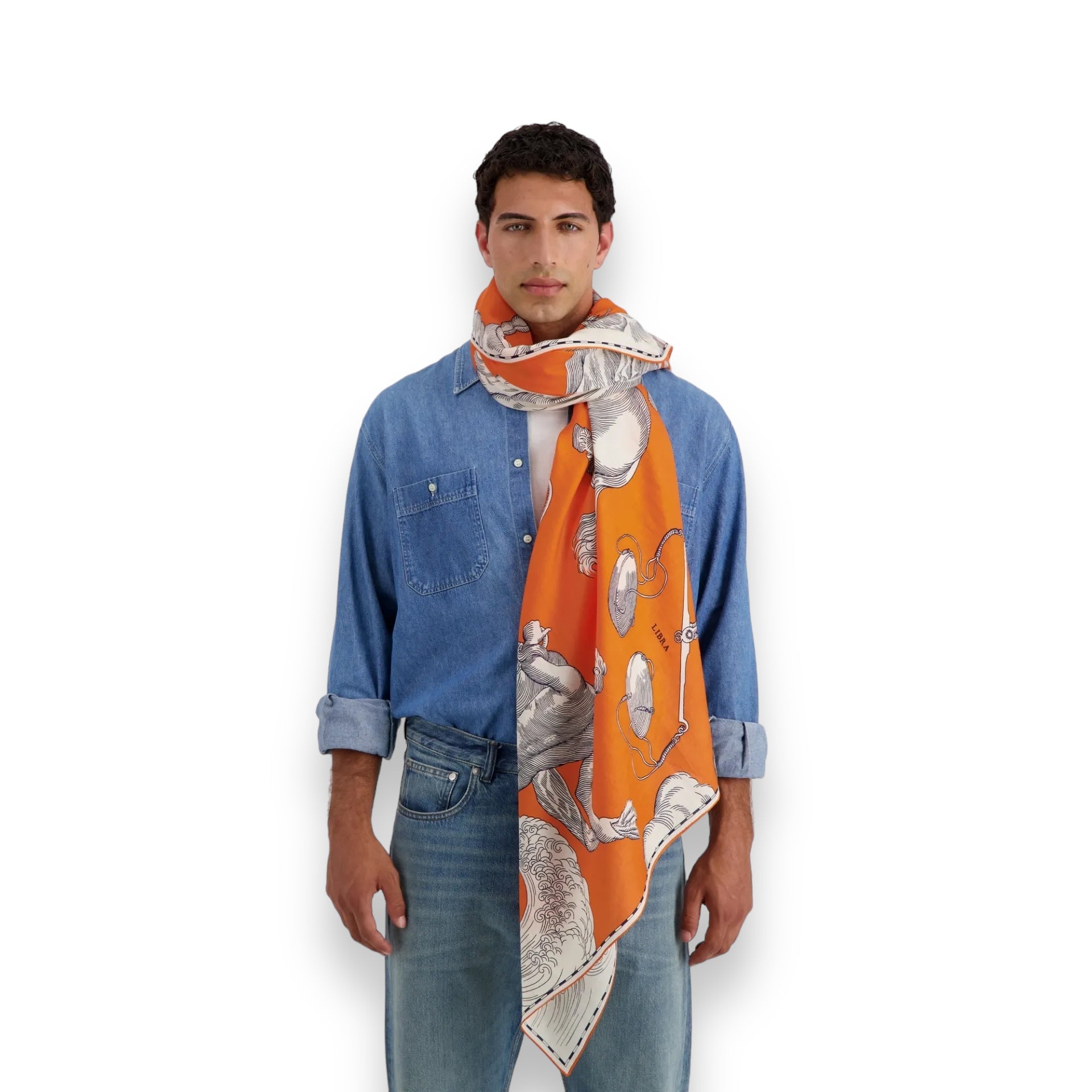 Inoui Editions Scarf 100 Cotton/Silk Astrologie orange