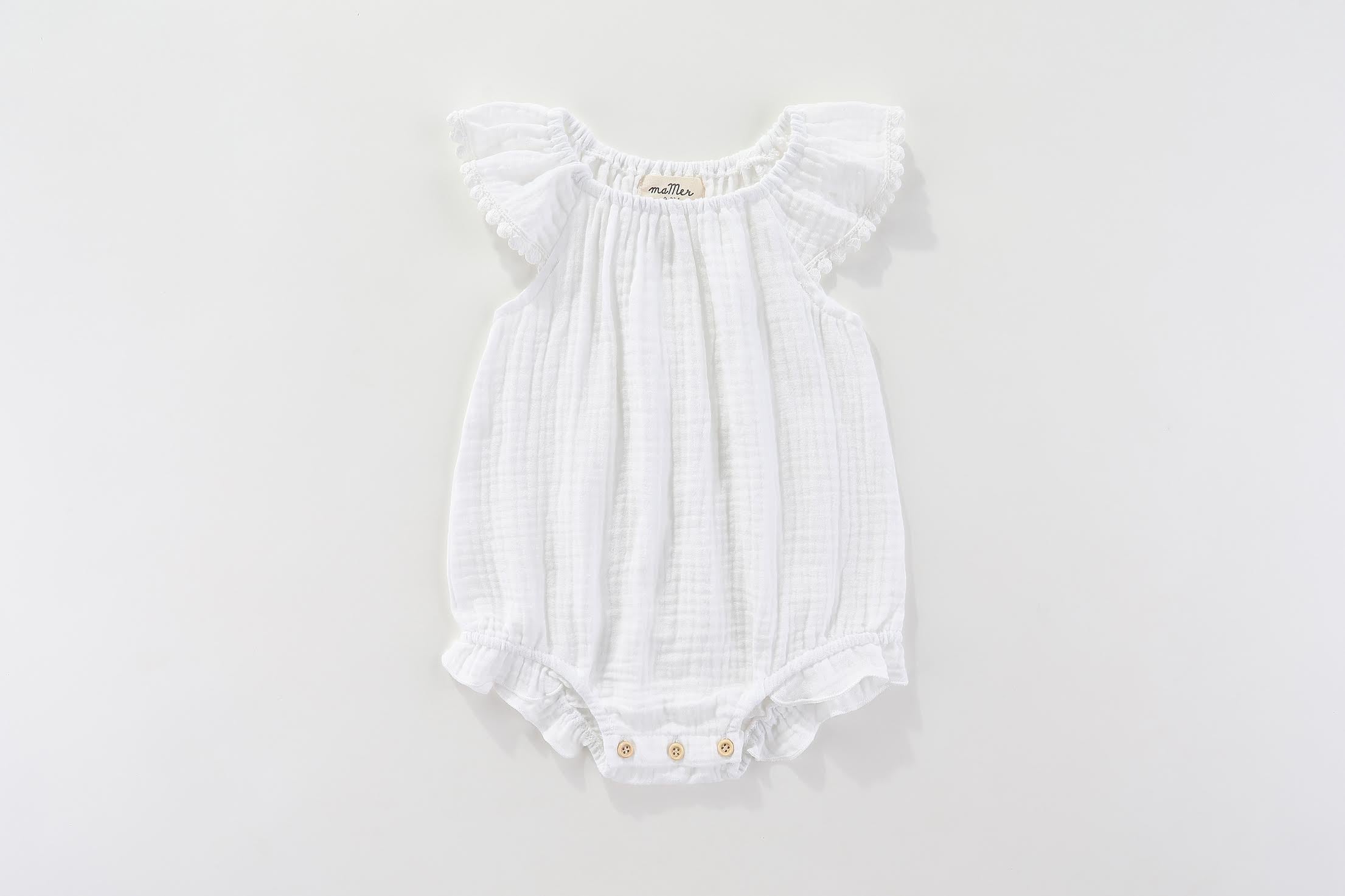 Isla 100% cotton romper: 0-6M, 6-12M, 1-2Y