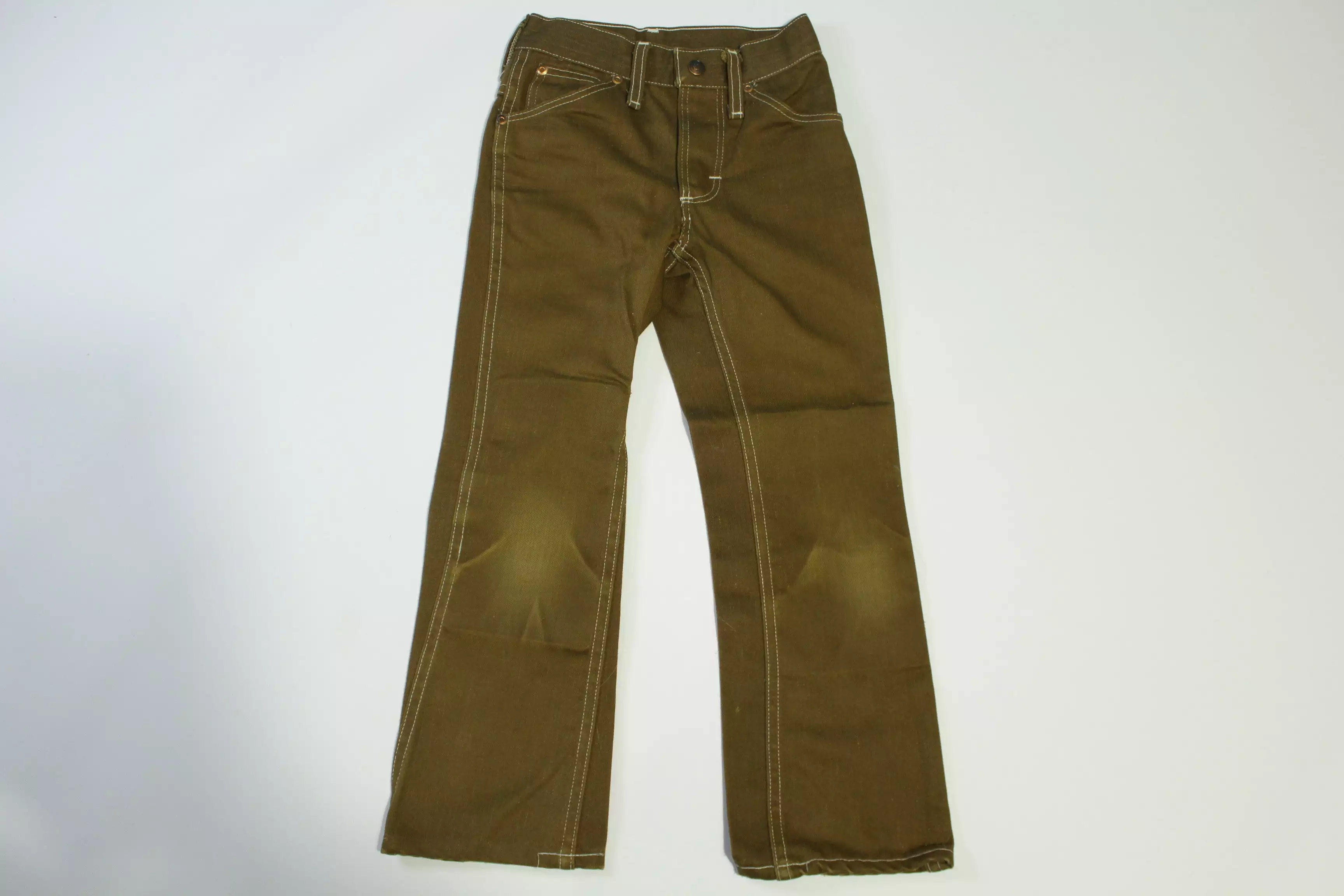 JCPenney MW Kids Vintage Brown w/ White Stitching 70's Flare Jeans