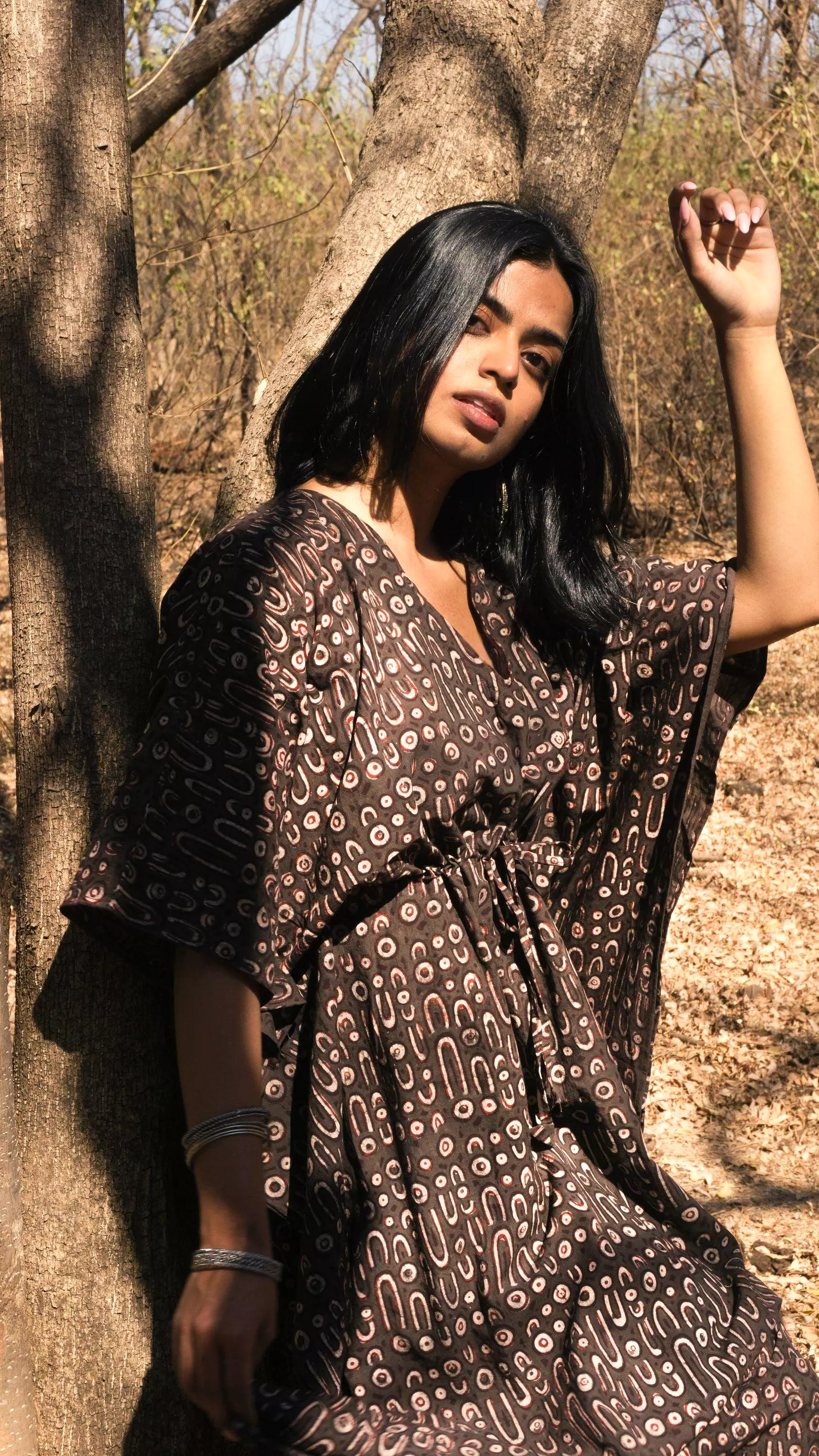 Kaisori Mulmul Kashish natural dyed block printed Kaftan