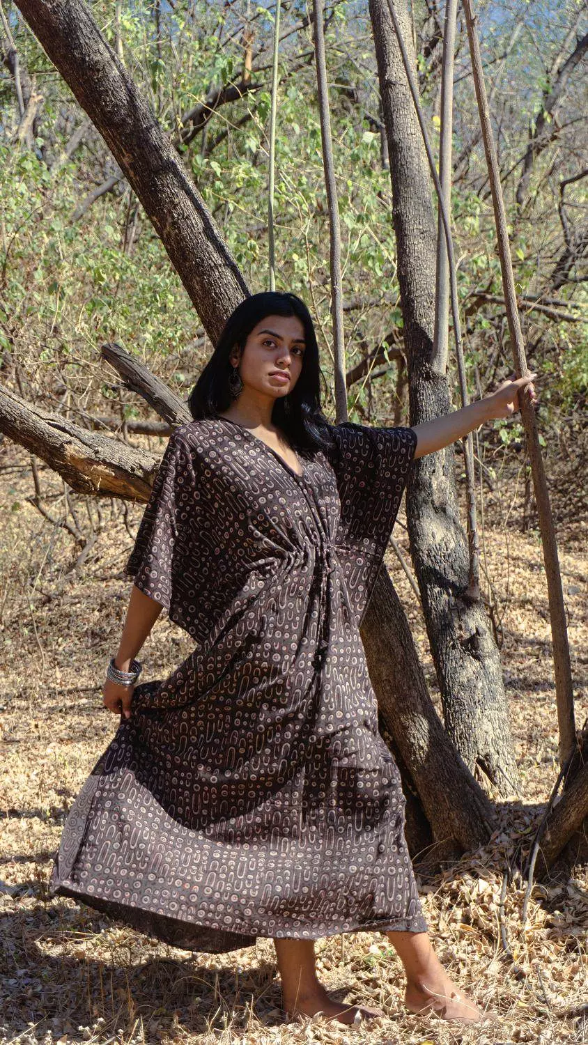 Kaisori Mulmul Kashish natural dyed block printed Kaftan