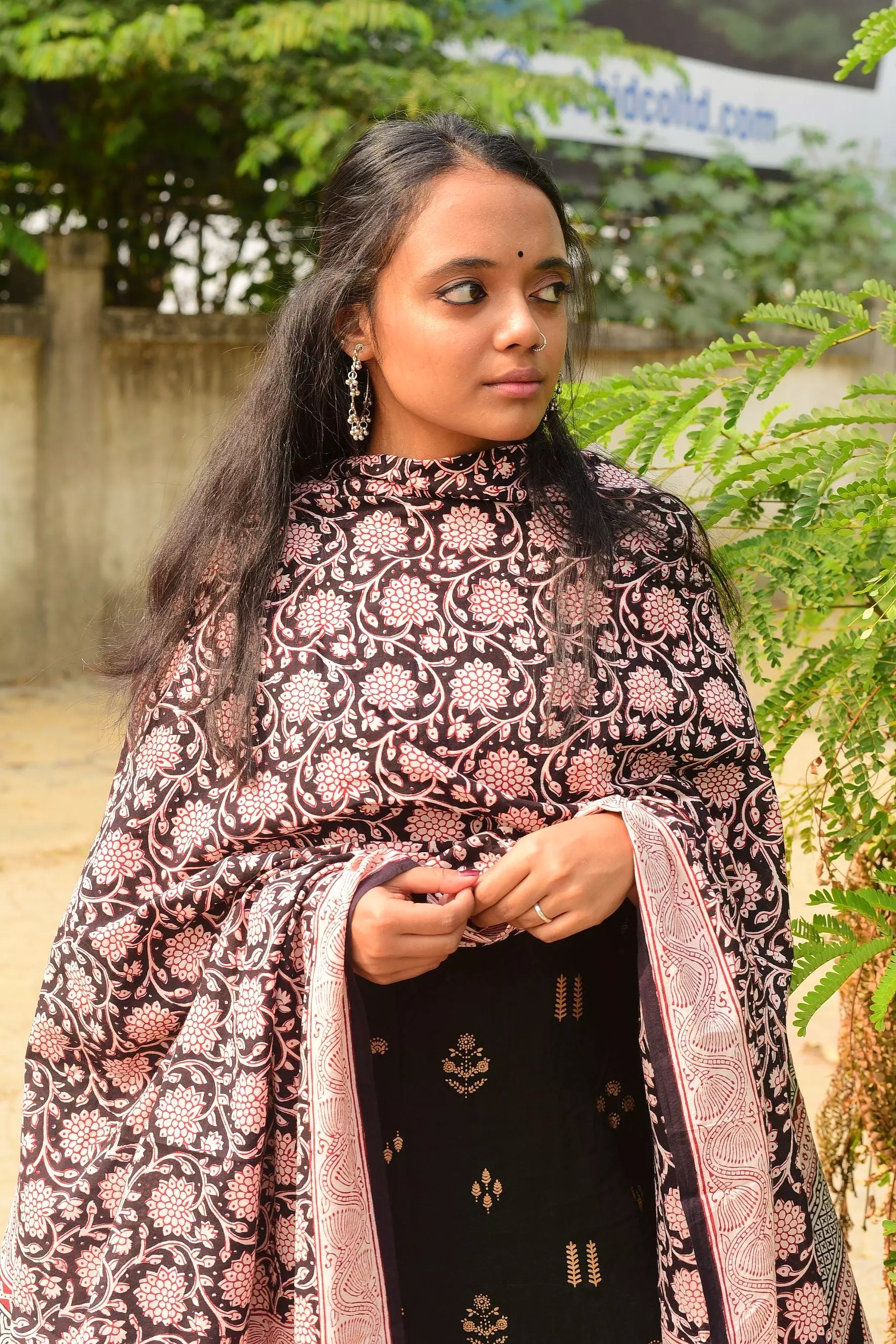 Kaisori Nandana collection - Bagh Jaal black block printed dupatta