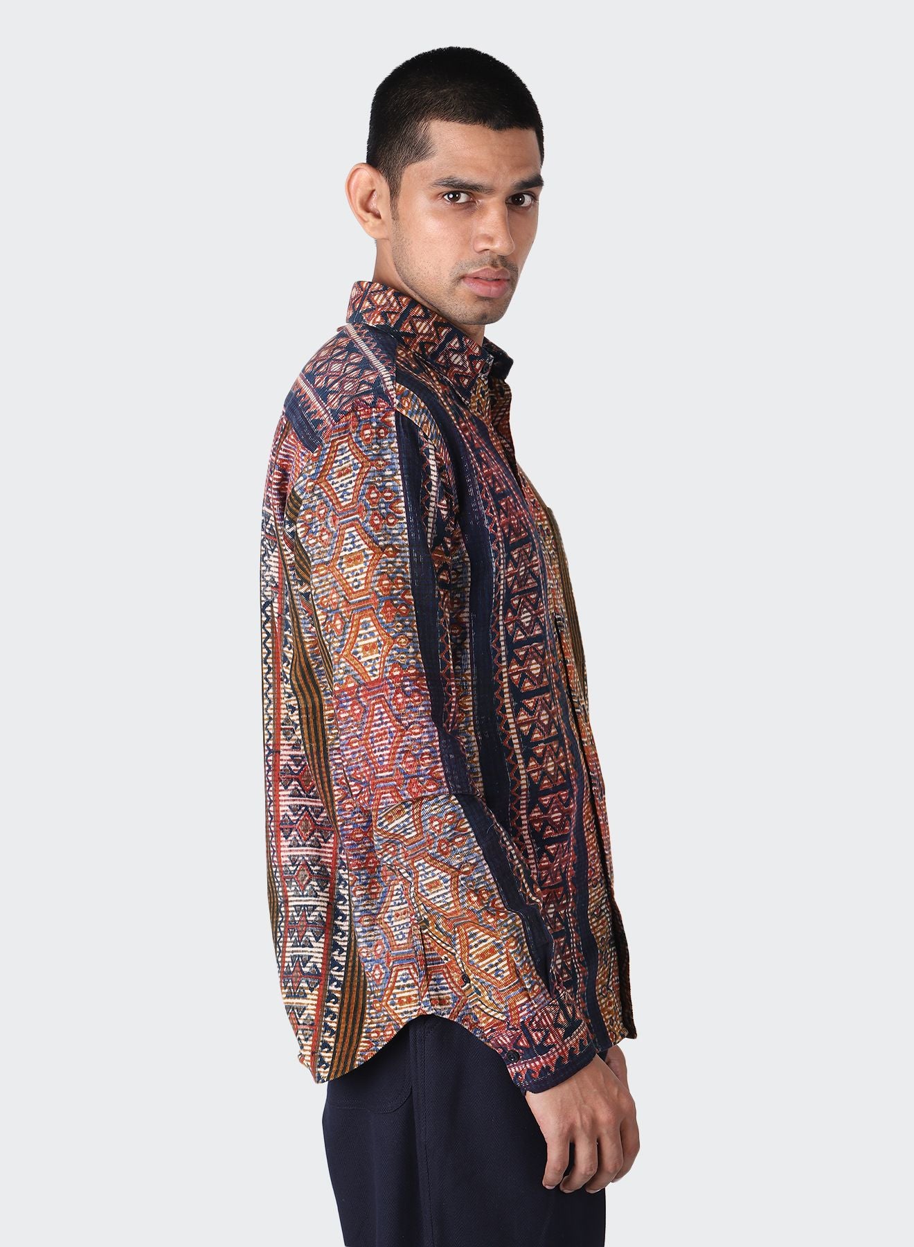 KARDO DESIGN Ryan Block Printed Cord Long Sleeve Shirt - BP102 MULTI