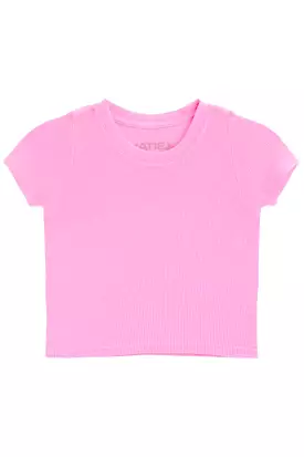 KatieJ NYC Tween Livi Ribbed S/S Tee - Cotton Candy