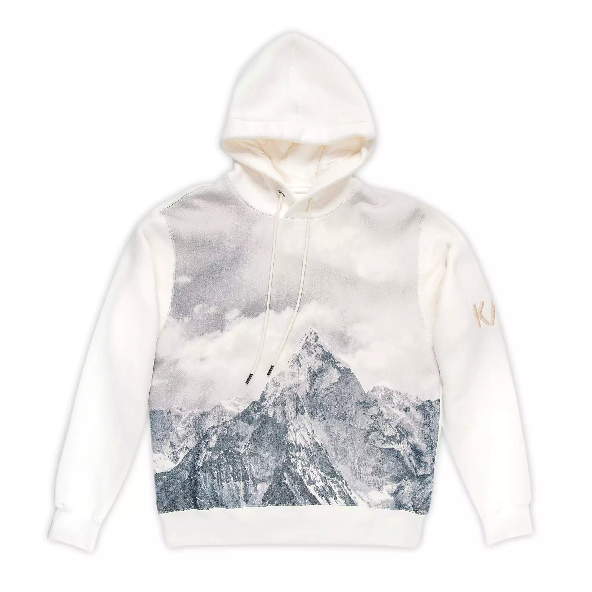 Kyle Printed long-sleeved cotton-cashmere fleece hoodie