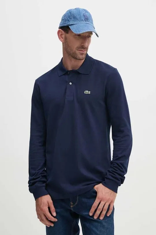 Lacoste cotton longsleeve top navy blue color